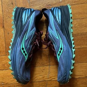 SAUCONY PEREGRINE 5 GRAY TEAL TRAIL RUNNING SHOES S10268-1 WOMEN'S US 9.5
